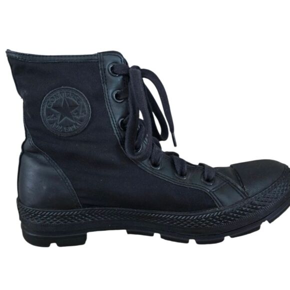 Converse Black Leather OUTSIDER Combat Boots RARE Unisex M8.5 W10 - Picture 1 of 7